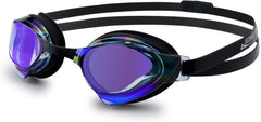JEORGE Swimming goggles, competition wide vision mirror coating lens anti-fog UV protect goggles (Black)
