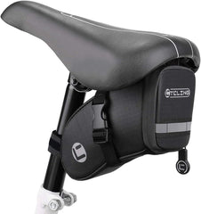 WOTOW Bike Saddle Bag, Bicycle Seat Bag Waterproof Cycling Accessories Wedge Pack with Reflective Strip, Bike Seat Tail Bag with Inner Pocket Taillight Hook Loop for Mountain Road Bike Night Riding