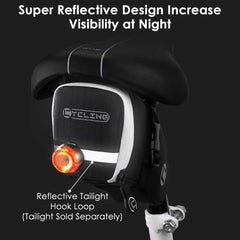 WOTOW Bike Saddle Bag, Bicycle Seat Bag Waterproof Cycling Accessories Wedge Pack with Reflective Strip, Bike Seat Tail Bag with Inner Pocket Taillight Hook Loop for Mountain Road Bike Night Riding