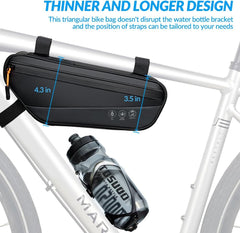 WOTOW Bike Frame Bag - Waterproof Bike Triangle Bag with Side Pocket - Reflective Bicycle Under Tube Storage Pouch for Road Mountain Bike Cycling Travel