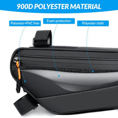 WOTOW Bike Frame Bag - Waterproof Bike Triangle Bag with Side Pocket - Reflective Bicycle Under Tube Storage Pouch for Road Mountain Bike Cycling Travel