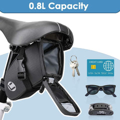 WOTOW Bike Saddle Bag, Bicycle Seat Bag Waterproof Cycling Accessories Wedge Pack with Reflective Strip, Bike Seat Tail Bag with Inner Pocket Taillight Hook Loop for Mountain Road Bike Night Riding