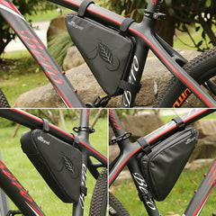 Abaodam Bicycle Triangle Pouch Bag Durable Cycling Frame Holder for Mountain Road Bikes Practical Saddle Bag for Tools Essentials Black