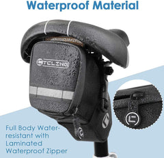 WOTOW Bike Saddle Bag, Bicycle Seat Bag Waterproof Cycling Accessories Wedge Pack with Reflective Strip, Bike Seat Tail Bag with Inner Pocket Taillight Hook Loop for Mountain Road Bike Night Riding