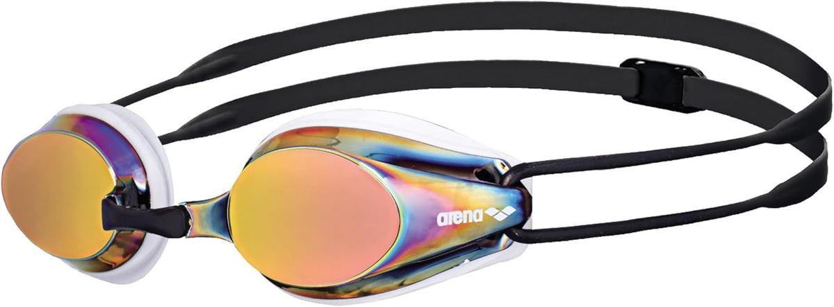 ARENA Tracks Mirror Goggles, FINA Approved Unisex Racing Goggles for Outdoor Swimming with Anti-Fog, UV Protection & Adjustable Fit
