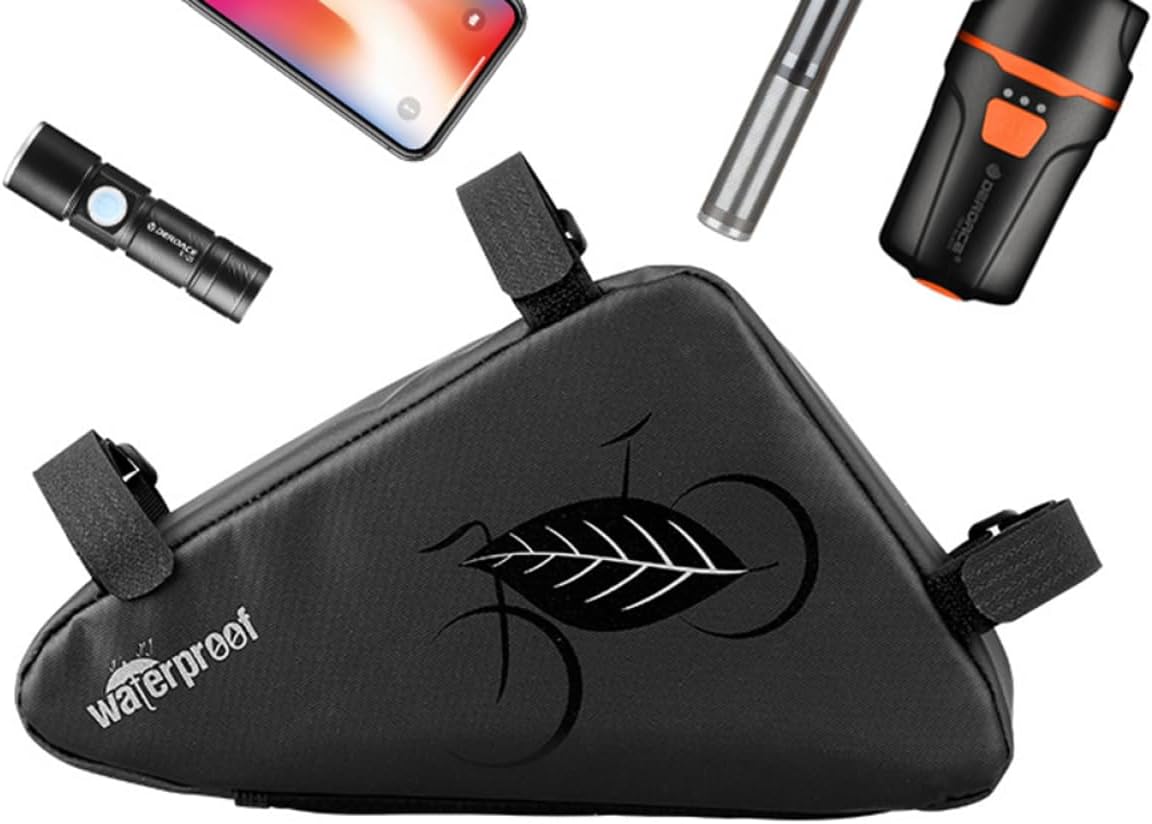 Abaodam Bicycle Triangle Pouch Bag Durable Cycling Frame Holder for Mountain Road Bikes Practical Saddle Bag for Tools Essentials Black
