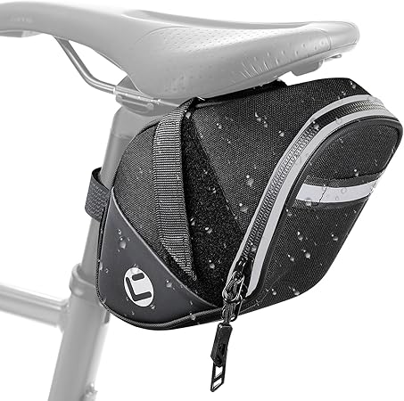 WOTOW Bike Saddle Bag - Waterproof Strap-on Bike Seat Bag - Reflective Bicycle Under Seat Storage Pouch for Road Mountain Bike Cycling Travel